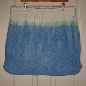 T by Talbots Womans Terry Cloth Skirt XL Ombré Tie Dye Blue White Preppy Travel